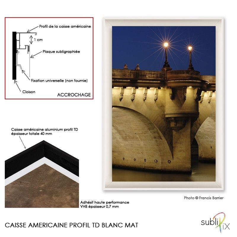 Caisse américaine profil TD Blanc mat