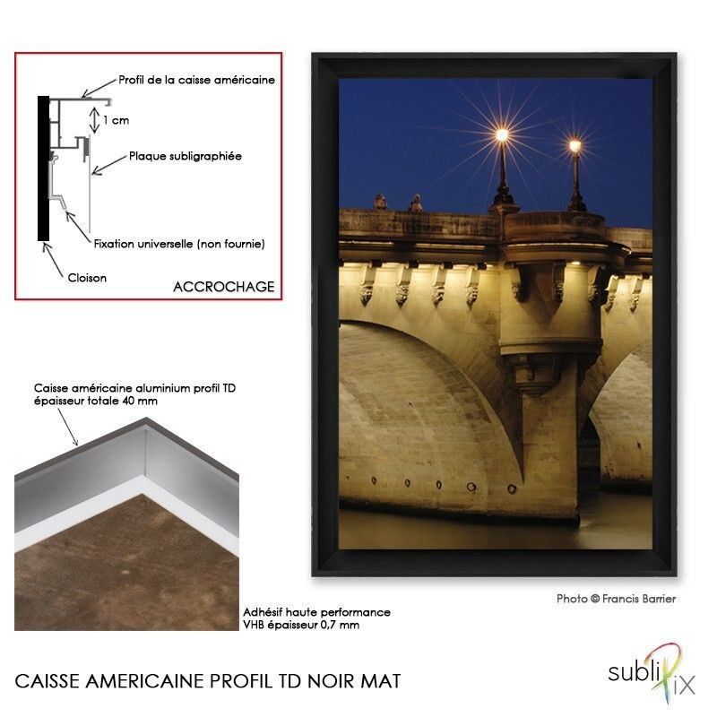 Caisse américaine profil TD Noir mat