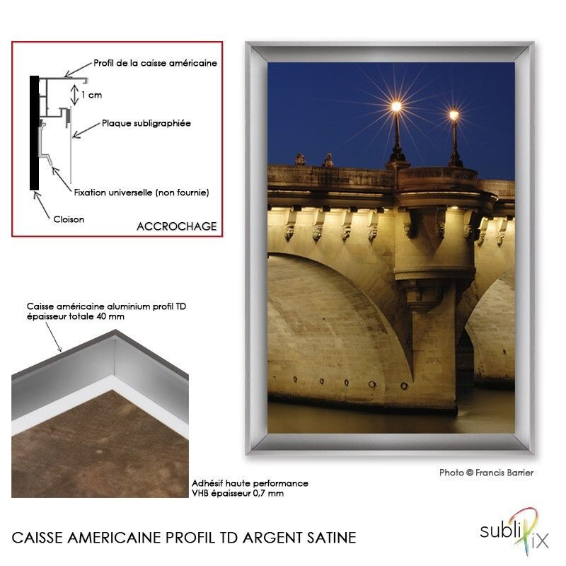 Caisse américaine profil TD Argent satiné sur mesure